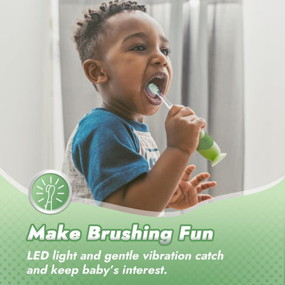 Papablic Toddler Sonic Electric Kids Toothbrush for Ages 1-3 Years, Baby Electric Toothbrush with Cute Penguin Cover and Smart LED Timer, 2 Brush Heads (Pippin)
