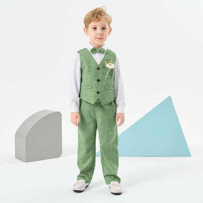 Volunboy Baby Boys Formal Wedding Ring Bearer Outfits Toddler Gentleman Bowtie Vest Guest Suits Dress Shirt Pants Set