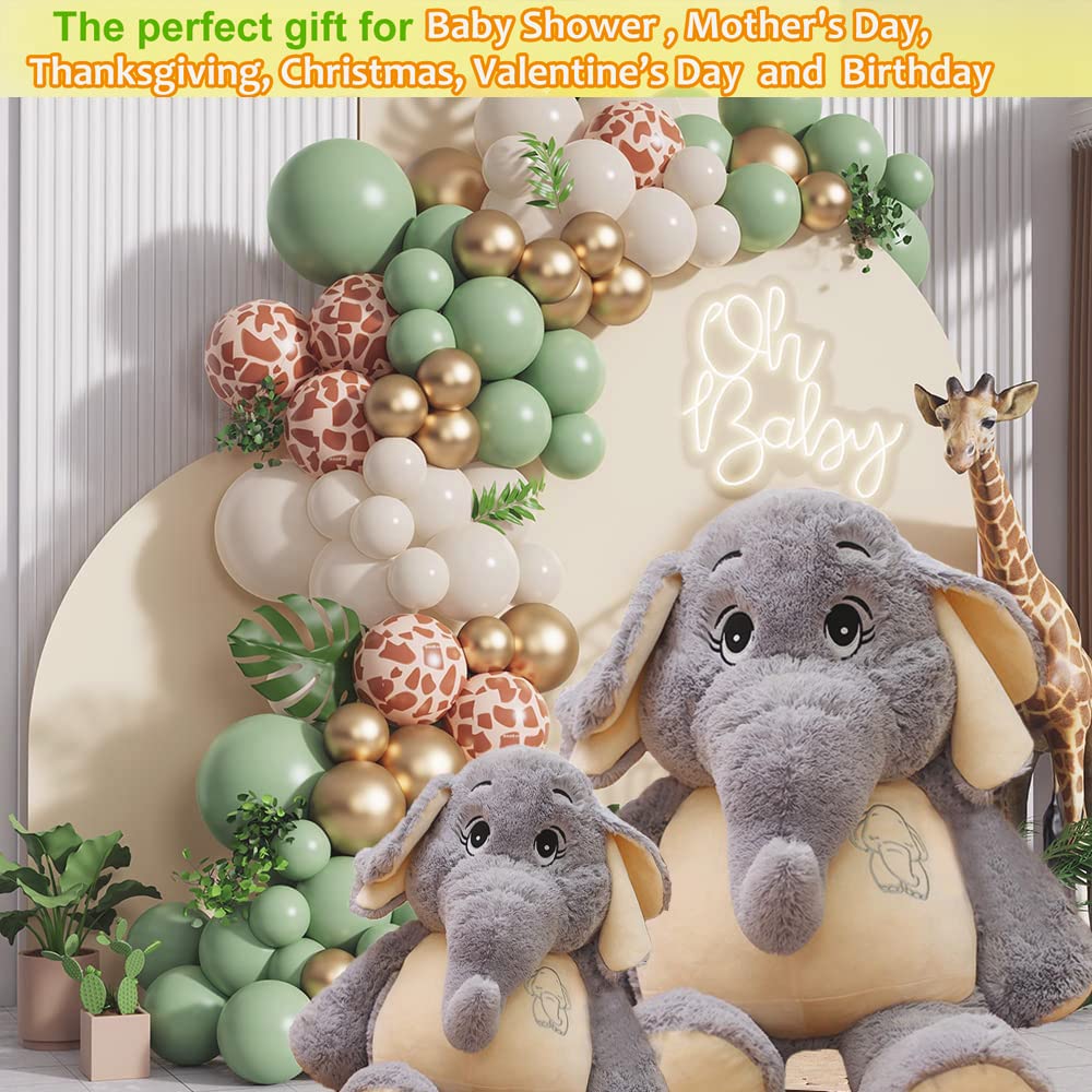 Giant Elephant Stuffed Animal 39'', Large Plush Toy, Soft Huggable Cute Elephant Plush for Girls, Boys, Kids, Babies - Gifts for Birthday, Mother's Day, Christmas