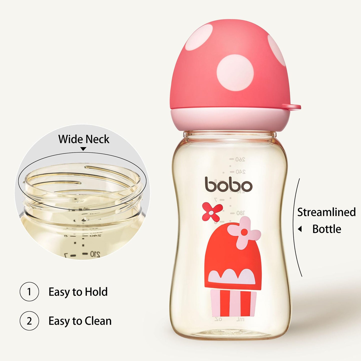 YOHKOH PPSU Baby Bottle Wide Neck, Newborn Anti-Colic Baby Bottle with Natural Response Nipple, Streamlined Body, Easy to Clean (8.8oz (Pack of 2), Yellow)