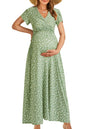 OUGES Maternity Maxi Dress Wrap V Neck Baby Shower Pregnancy Dresses for Photoshoot