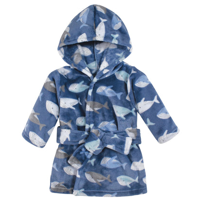 Luvable Friends Unisex Baby Plush Bathrobe, Floral, 0-9M