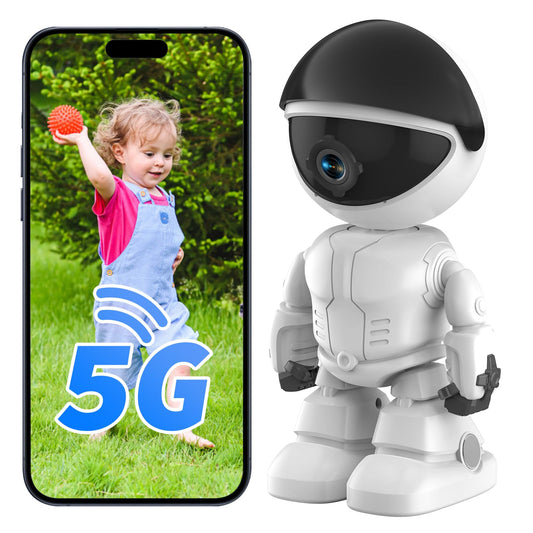 Robot Security Camera,Indoor Camera Robot,5G/2.4Ghz WiFi Robot Cameras for Home Security,Pet/Baby Camera with Phone App Motion Detection and Alarm,Home Security Two-Way Talk, Human Detection