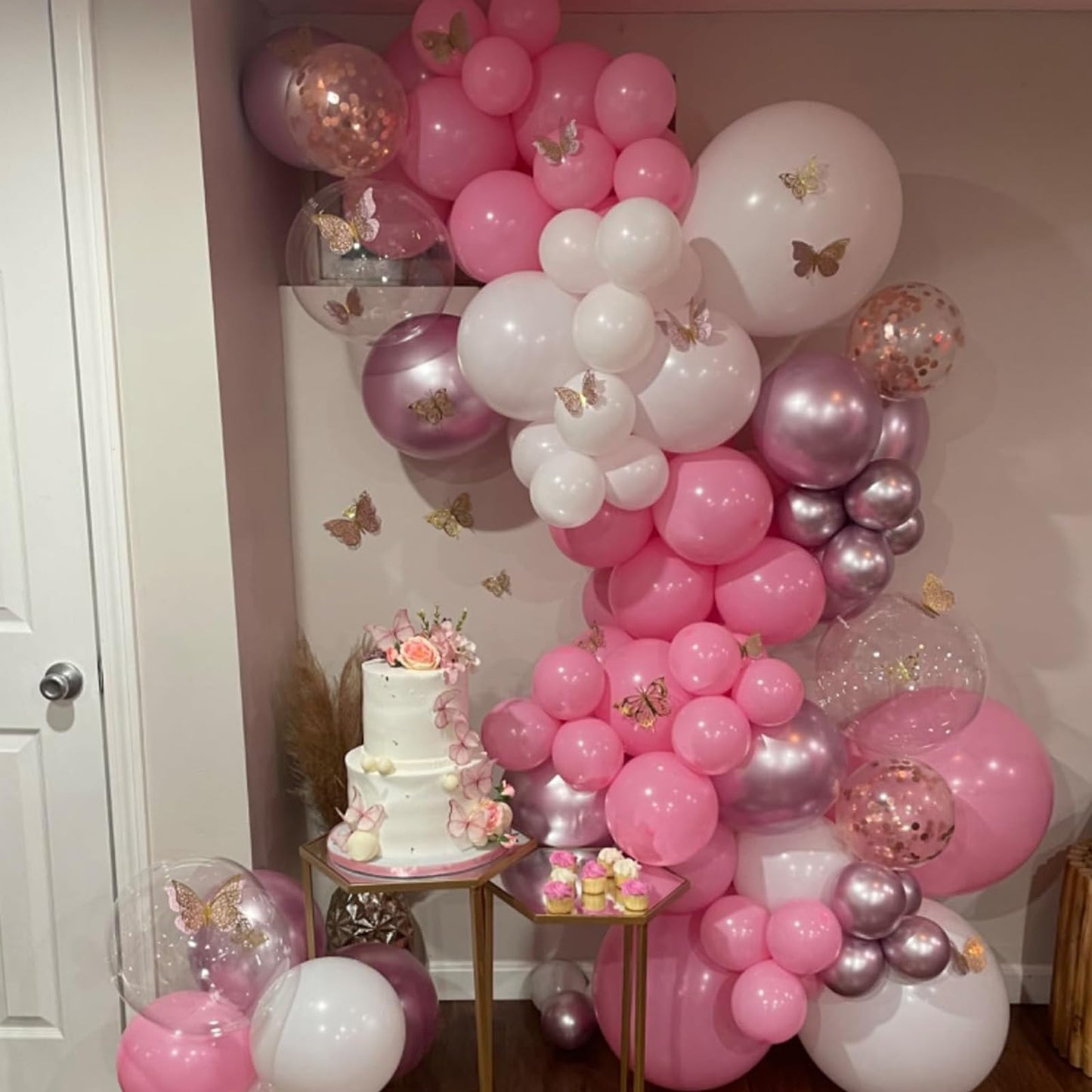Pink White Balloon Arch Kit, Double Stuffed Pastel Pink Ivory White Balloon Garland, Baby Pink Cream White Balloons with 3pcs 18Inch Clear Balloons for Girls Birthday Baby Shower Party Decorations