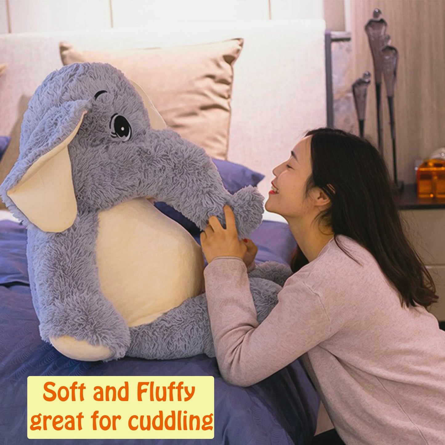 Giant Elephant Stuffed Animal 39'', Large Plush Toy, Soft Huggable Cute Elephant Plush for Girls, Boys, Kids, Babies - Gifts for Birthday, Mother's Day, Christmas