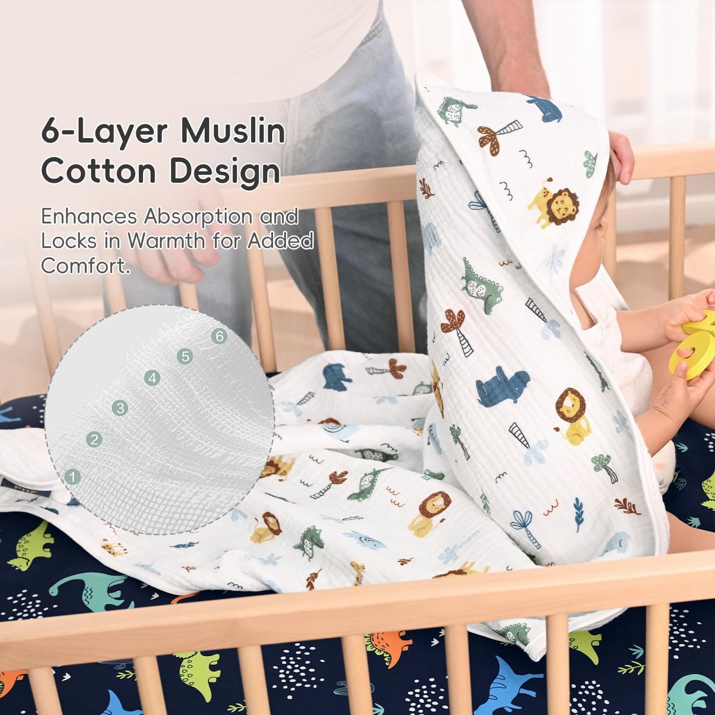 PHF 2 Pack Baby Hooded Towels, 100% Muslin Cotton Baby Bath Towel with Hood for Newborn, Infant, Toddler, Ultra Soft and Absorbent Baby Essentials Bath Towels for Girls, 32x32Inch, Floral