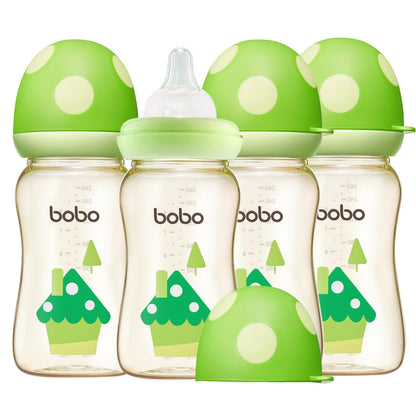 YOHKOH PPSU Baby Bottle Wide Neck, Newborn Anti-Colic Baby Bottle with Natural Response Nipple, Streamlined Body, Easy to Clean (8.8oz (Pack of 2), Yellow)
