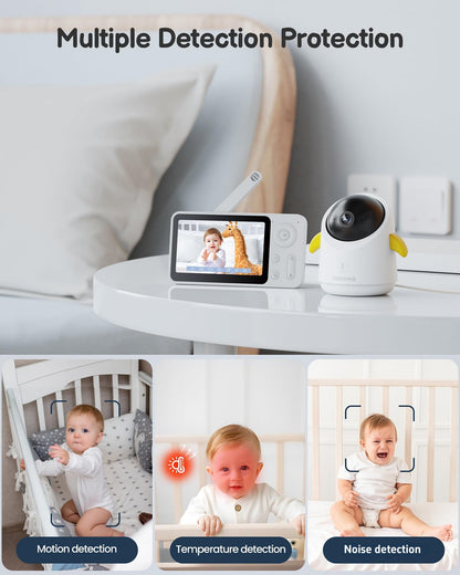 Baby Monitor with Camera and Audio WiFi/No WiFi: Baby Monitor WiFi Smartphone APP Control NightVision 4.3' Screen Smart Video Baby Monitor with Remote PTZ 2-Way Talk Motion & Cry Alert(Only 2.4G WiFi)