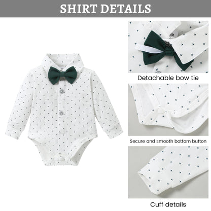 SANMIO Baby Boy Clothes Suits Infant Gentleman Outfit Collared Dress Shirt+Vest+Tie+Corsage+Pants 5Pcs Baby Suit Sets