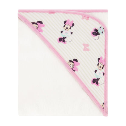 Disney Cudlie Baby Girl Minnie Mouse 2 Pack Rolled/Carded Hooded Towels in Happy Dots Print