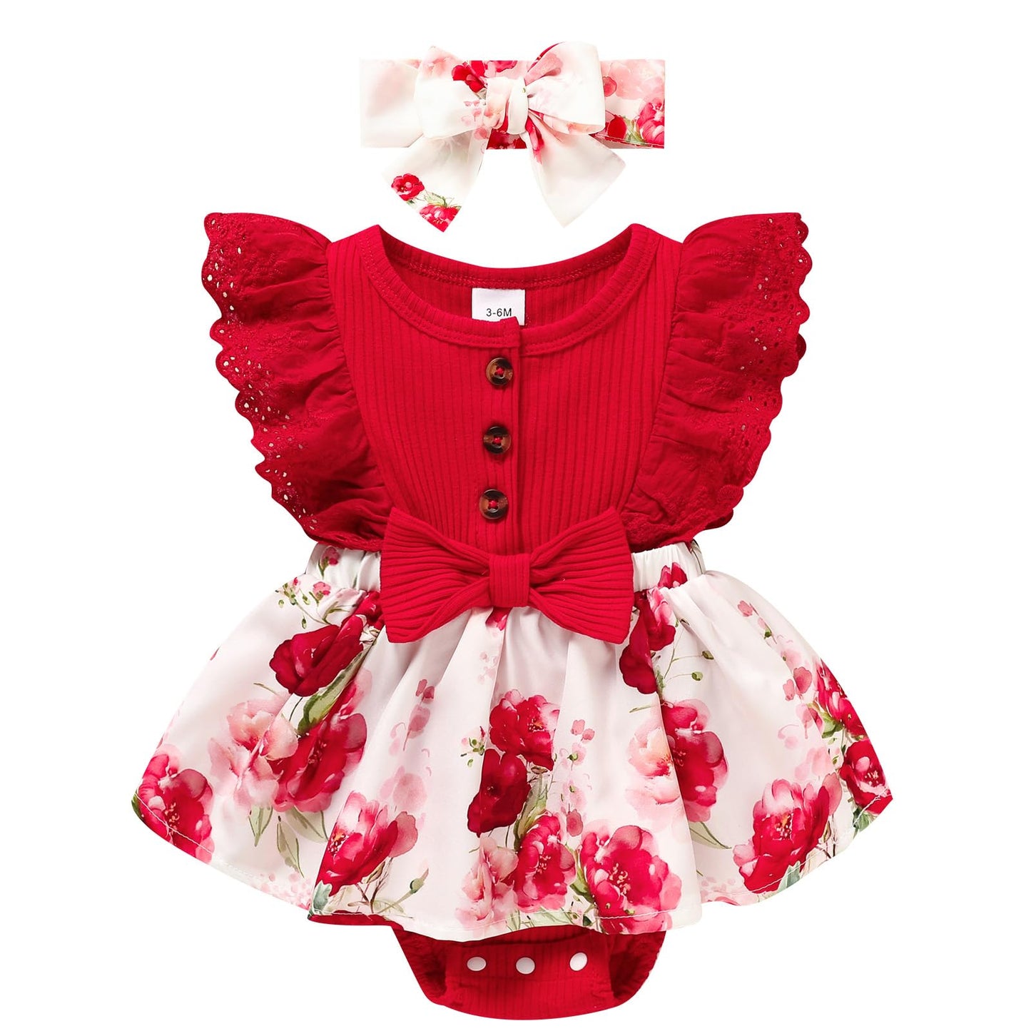Sinhoon Baby Girl Clothes Newborn Ruffled Sleeveless Romper Floral Dreesy Bodysuit Heaedband 3pcs Baby Girl Summer Clothes