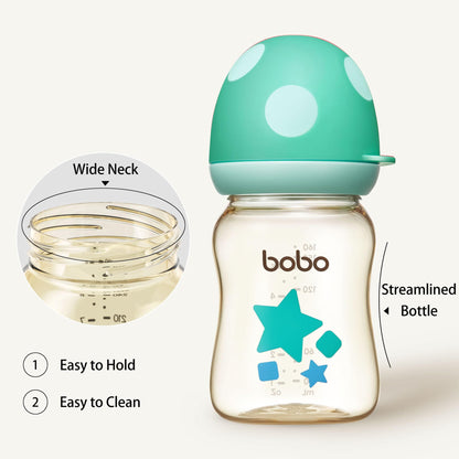 YOHKOH PPSU Baby Bottle Wide Neck, Newborn Anti-Colic Baby Bottle with Natural Response Nipple, Streamlined Body, Easy to Clean (8.8oz (Pack of 2), Yellow)