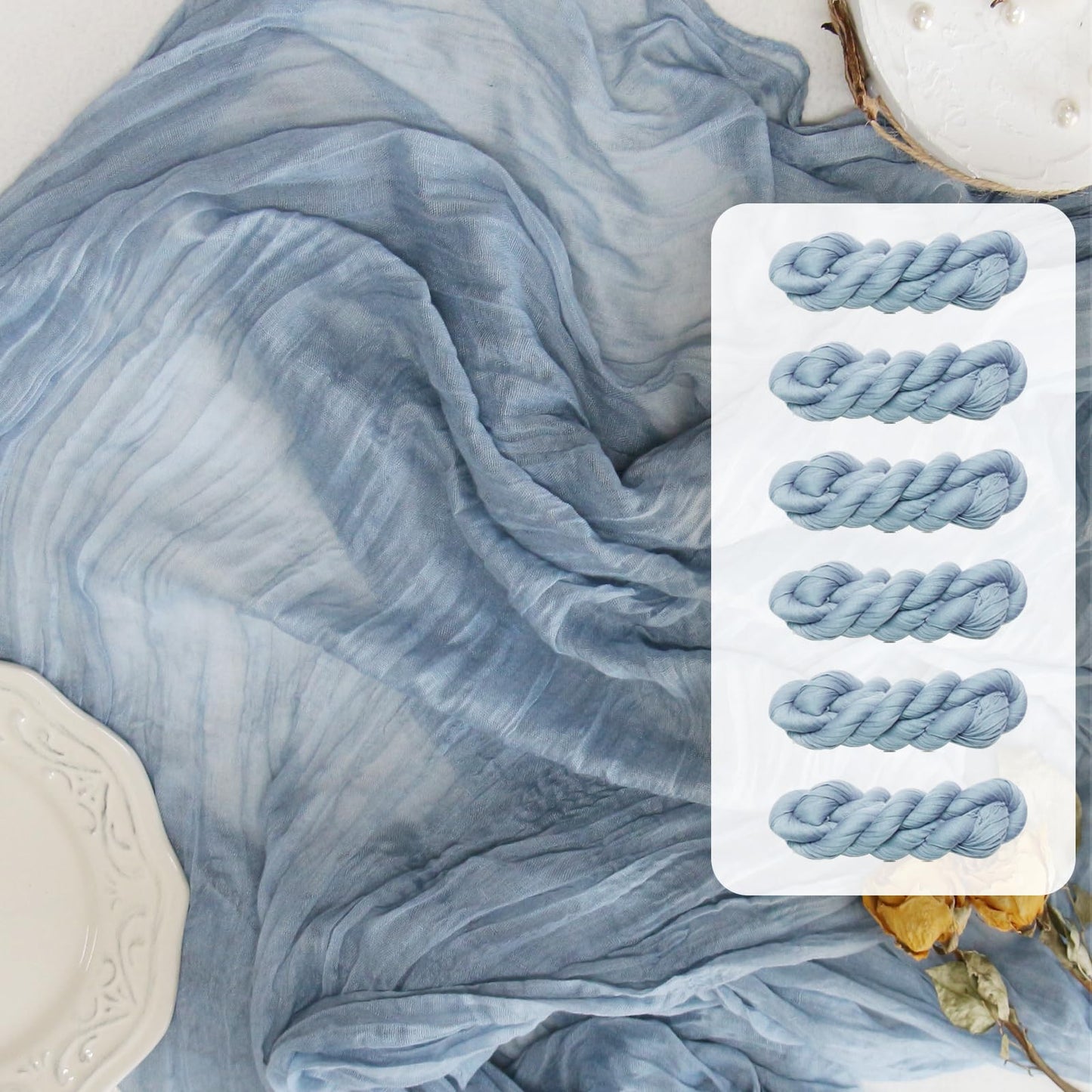 FEXIA Beige Cheesecloth Table Runner 35x120 Inches Ivory Gauze Rustic Boho Spring Easter Table Runner for Engagement Party Decorations Bridal Shower Wedding Party First Communion Centerpiece