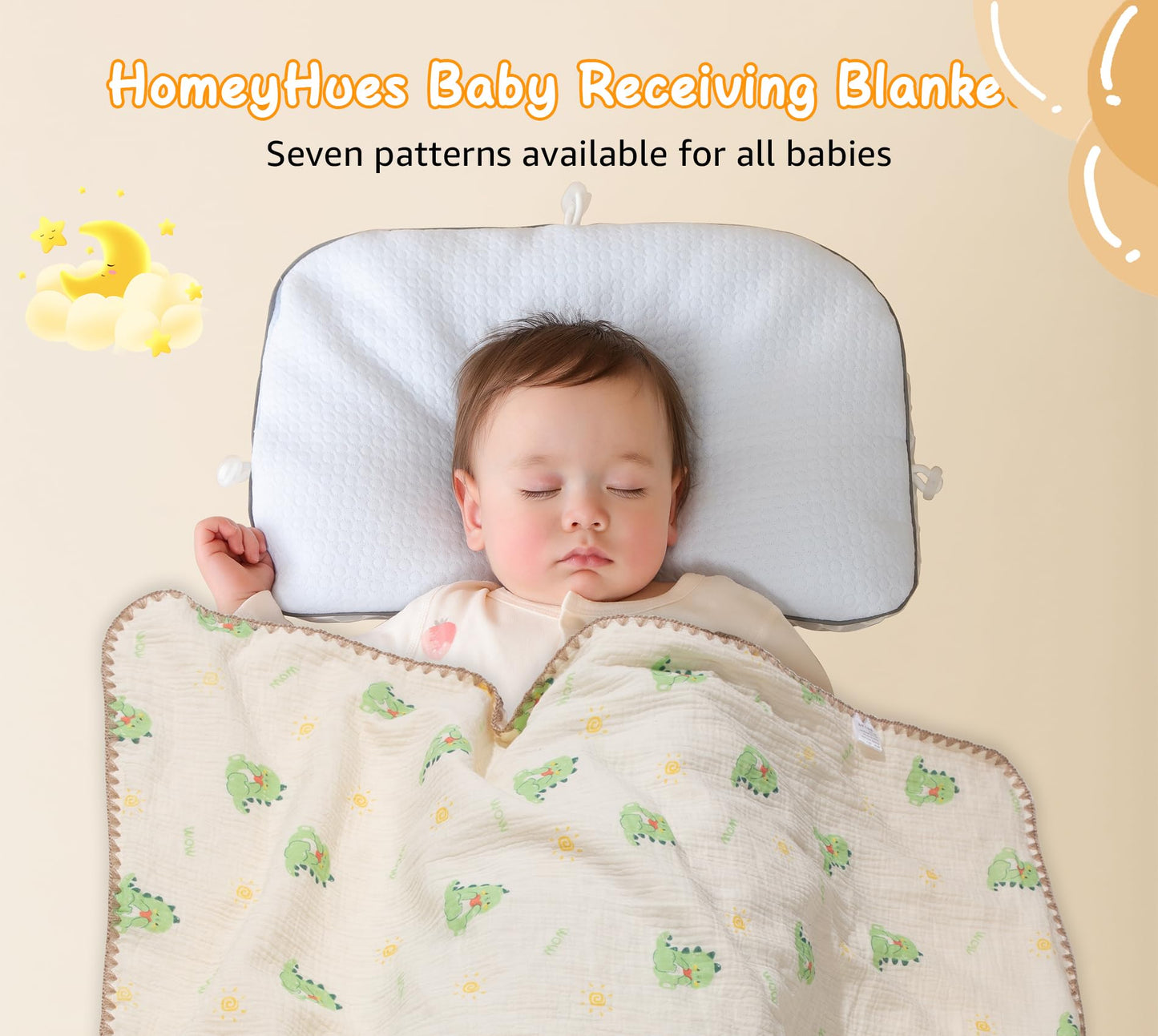 Baby Blanket Double Layer Cotton 40 x 40 Soft Receiving Blanket with Pattern Machine Washable Brown Bear