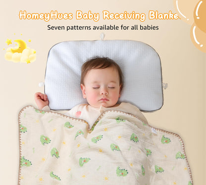 Baby Blanket Double Layer Cotton 40 x 40 Soft Receiving Blanket with Pattern Machine Washable Brown Bear