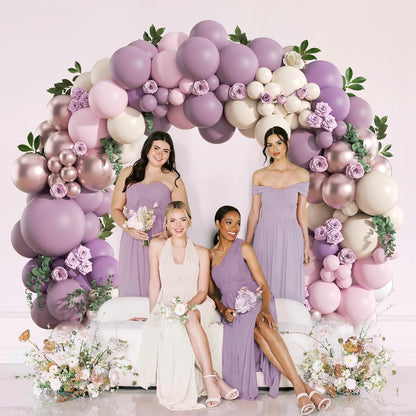 Lavender Balloon Garland Arch Kit, 130pcs Pink and Purple Balloon Arch Kit with Dusty Purple Light Pink Sand White Metallic Rose Gold Balloons for Birthday Wedding Butterfly Baby Shower Decorations