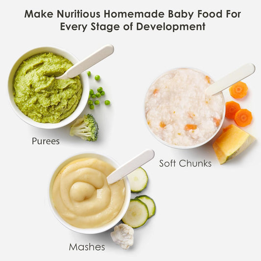 Large 4.5 Cup Baby Food Maker, 4-1 Steamer and Blender Food Processor for Homemade Organic Puree Smoothie Mash, Sterilize and Warm Function, 6 Pack Reusable Food Pouches, Baby Essentials
