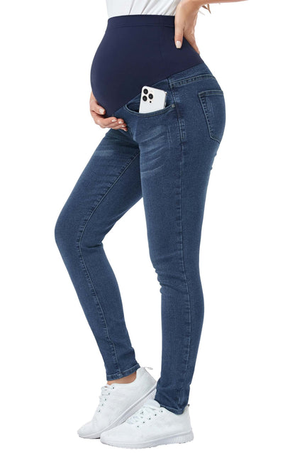 PACBREEZE Women's Maternity Jeans Over Belly Skinny Stretchy Denim Pants Comfy Slim Pregnancy Pants
