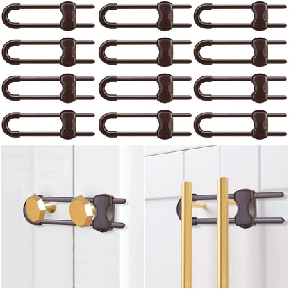 6 Packs Sliding Cabinet Locks, Modacraft Baby Proofing U-Shaped Child Safety Latches Adjustable White Locks for Handles Knobs Drawers Closet Cupboard
