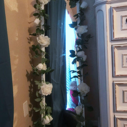 Felice Arts 2 Pack Pink Artificial Rose Garland Each 6.5FT Fake Rose Vine Hanging Floral Garland for Wedding Flowers Table Centerpiece Arrangement Baby Shower Decor