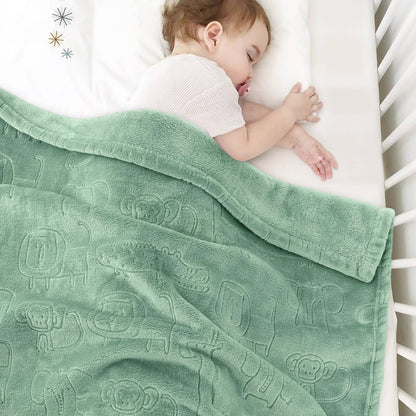 BORITAR Woodland Animal Baby Blanket for Boys Girls Ultra Soft Fleece Warm and Lightweight Blankets for Infant Toddler Newborn, 30x40 Inch, Sage Green
