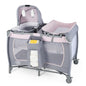 BABY JOY 5 in 1 Pack and Play, Portable Baby Playard w/Bassinet & Diaper Changing Table, Infant Pink Bassinet Crib with Toys & Music & Oxford Bag for Baby Girl Toddlers (Pink + Purple, Starry Sky)