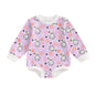 Easter Newborn Baby Girl Clothes Fuzzy Bunny Embroidery Romper Sweatshirt Bubble Jumpsuit Toddler Baby Girl Outfit