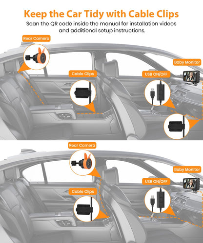 USB Baby Car Camera Plug-Play, 4.5" 1080P Easy Setup Backseat Camera with Flexible 360 Rotation, Clear Picture Rear Facing Car Seat Baby Monitor
