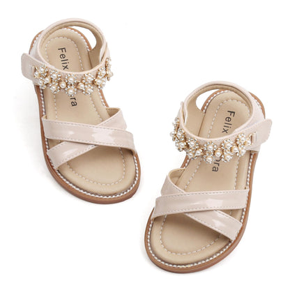 Felix & Flora Toddler Girls Sandals Soft Rubber Flats Summer Baby Flower Girl Shoes.