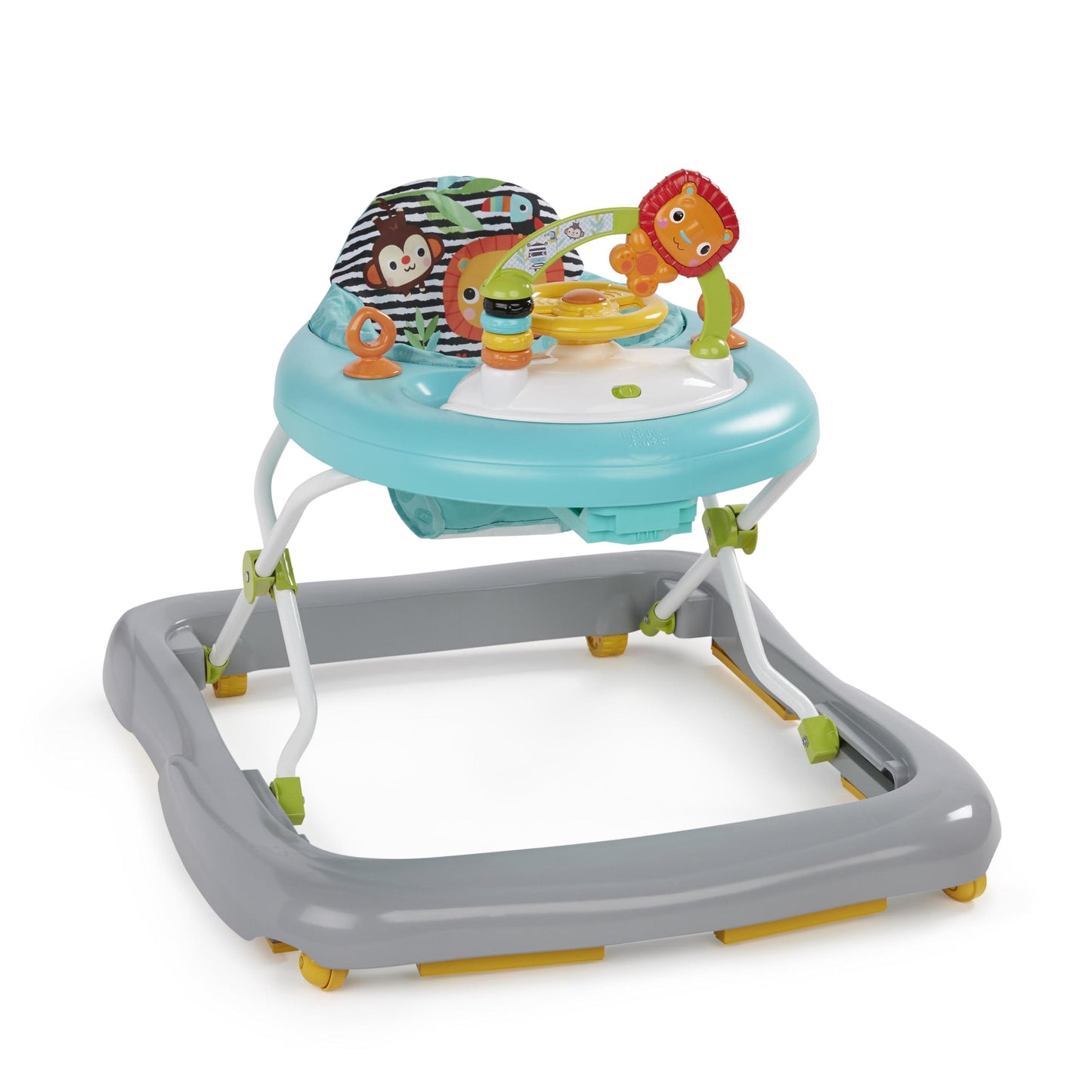 Bright Starts JuneBerry Walk-A-Bout Baby Walker and Entertainer, Removeable Floor Toy, with Easy Fold Frame for Storage, Ages 6 Months +