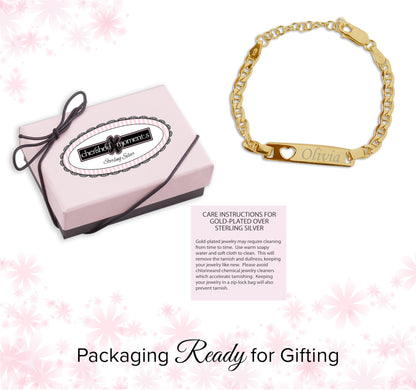 Cherished Moments Personalized Gift 14K Gold-Plated over .925 Sterling Silver Children's ID Name Bracelet for Babies, Toddlers, Kids, and Girls Custom Jewelry with Engraved Name (Newborn - 12 Years)