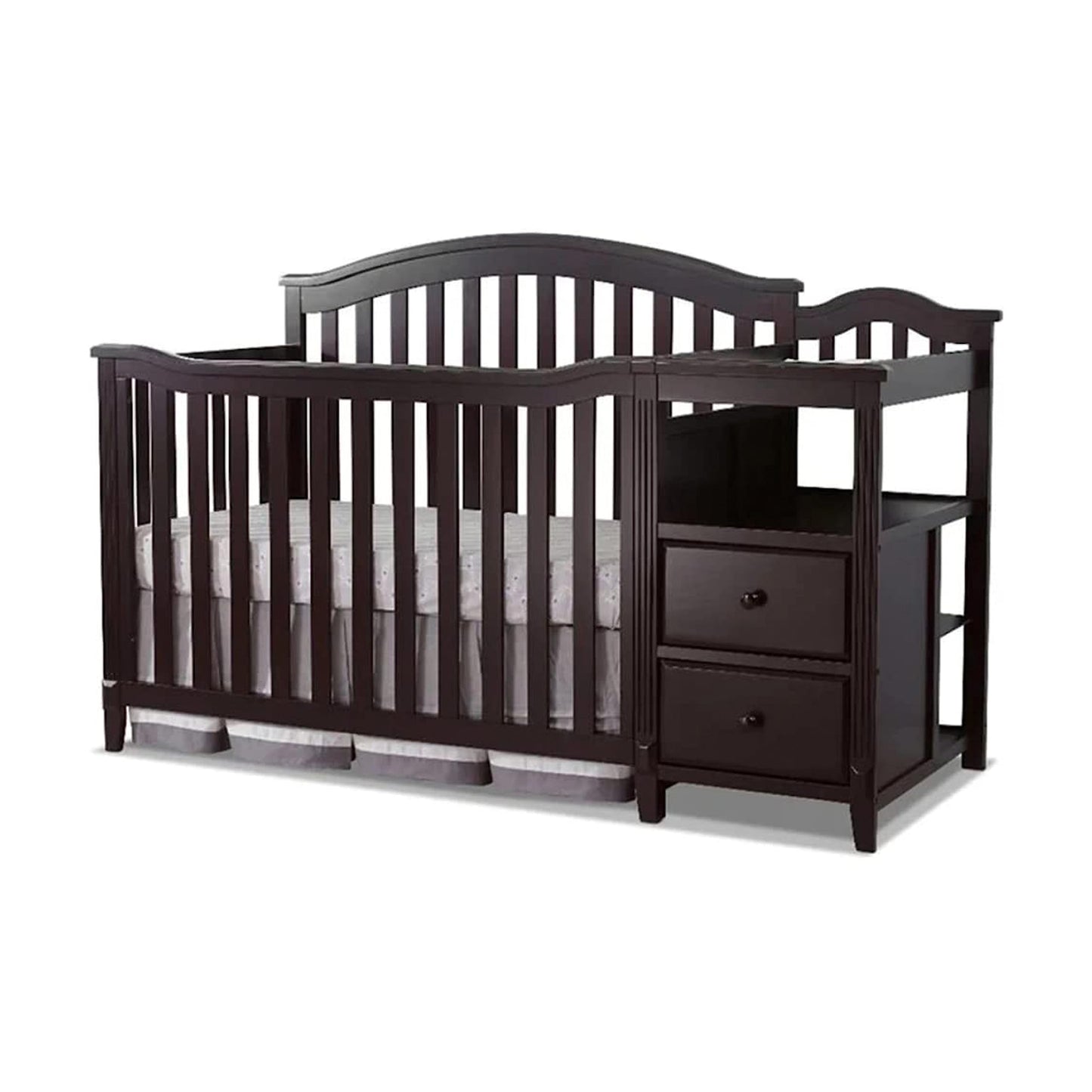 SORELLE FURNITURE Berkley Crib and Changer with Slat Panel Back Classic -in- Convertible Diaper Changing Table Non-Toxic Finish Wooden Baby Bed Toddler Childs Daybed Full-Size Nursery - White