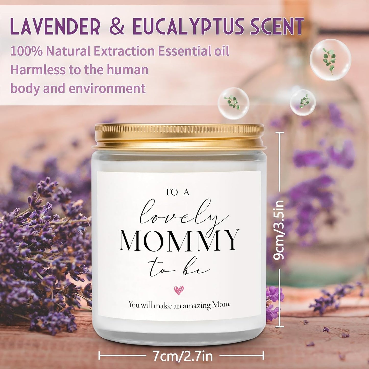 First Mothers Day Gifts, Mom to Be Gift, Pregnancy Gifts for Expecting Moms - Lavender Scented Candle, Lovely New Mom Gift, Best Present for Expectant Moms