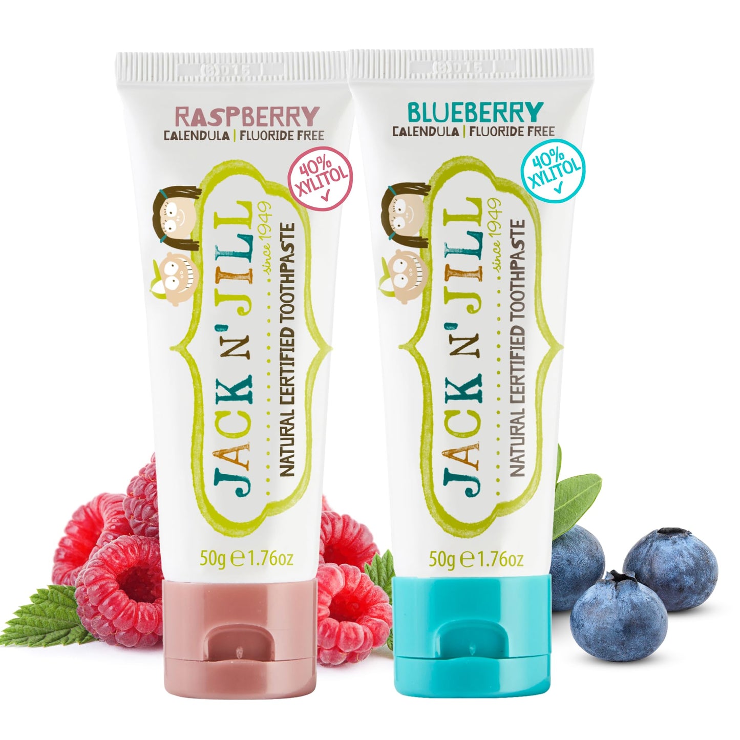 Jack N' Jill Natural Toothpaste for Baby and Infants - Fluoride Free Training Toothpaste, 40% Xylitol, BPA Free - Strawberry, 1.76 oz (Pack of 1)