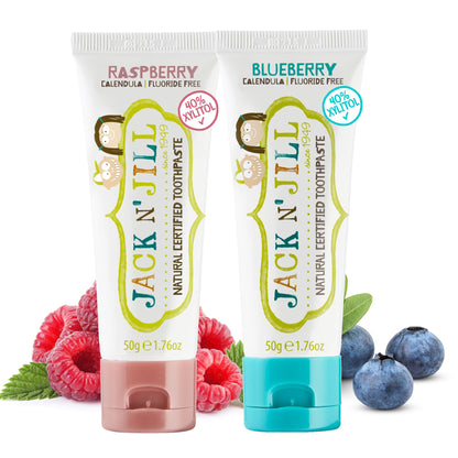 Jack N' Jill Natural Toothpaste for Baby and Infants - Fluoride Free Training Toothpaste, 40% Xylitol, BPA Free - Strawberry, 1.76 oz (Pack of 1)