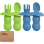 KeaBabies 4-Pack Silicone Baby Spoons and Forks Set - Baby Led Weaning Utensils 6-12 Months, Self Feeding Toddler Spoon & Fork for Training, Teething, Easy to Hold, BPA-Free Silicone (Roseate)