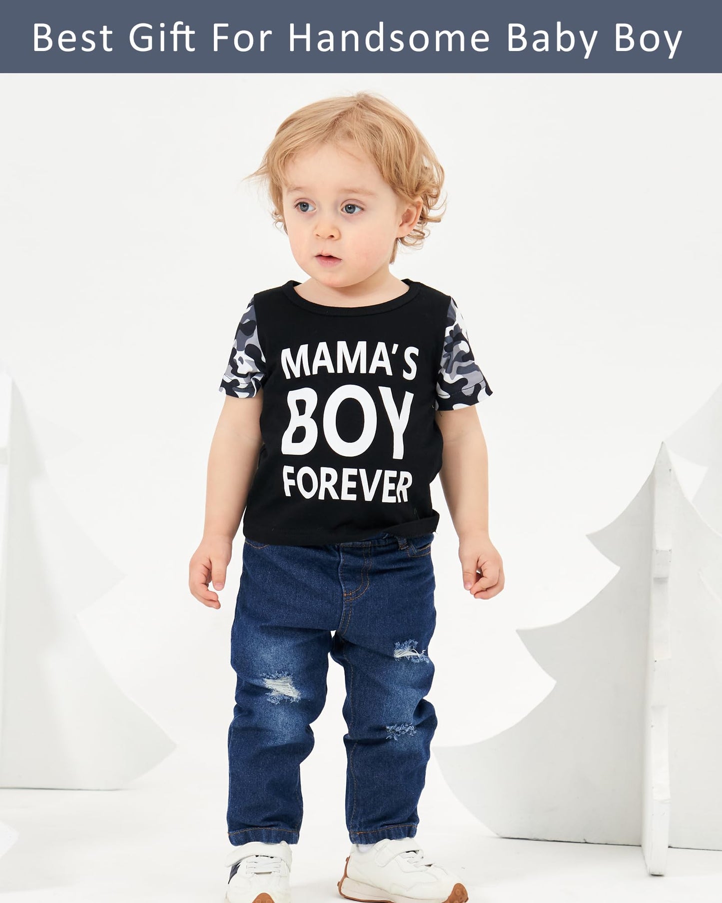 NZRVAWS Baby Boy Clothes Toddler Outfit Infant 6 12 18 24 Months2 3 4T Sweatsuit Ripped Jeans Fall Winter Clothing