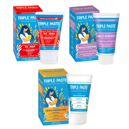Triple Paste 3X Max Diaper Rash Ointment, Maximum Strength with 40% Zinc Oxide Ointment for Severe Diaper Rash, 2 oz Tube