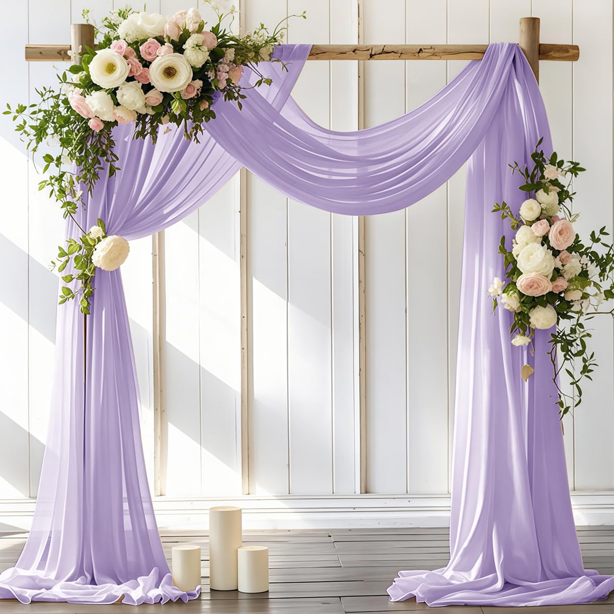 Wedding Arch Draping Fabric 2 Panels 30'' x 18FT Sage Green Sheer Chiffon Arch Drapery for Bridal Shower Backdrop Outdoor Party Church Ceremony