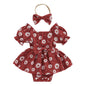 Baby Girls Daisy Romper Bowknot Bodysuit+Headband Short Sleeve Playsuits Floral Jumpsuit Infant Summer Clothes