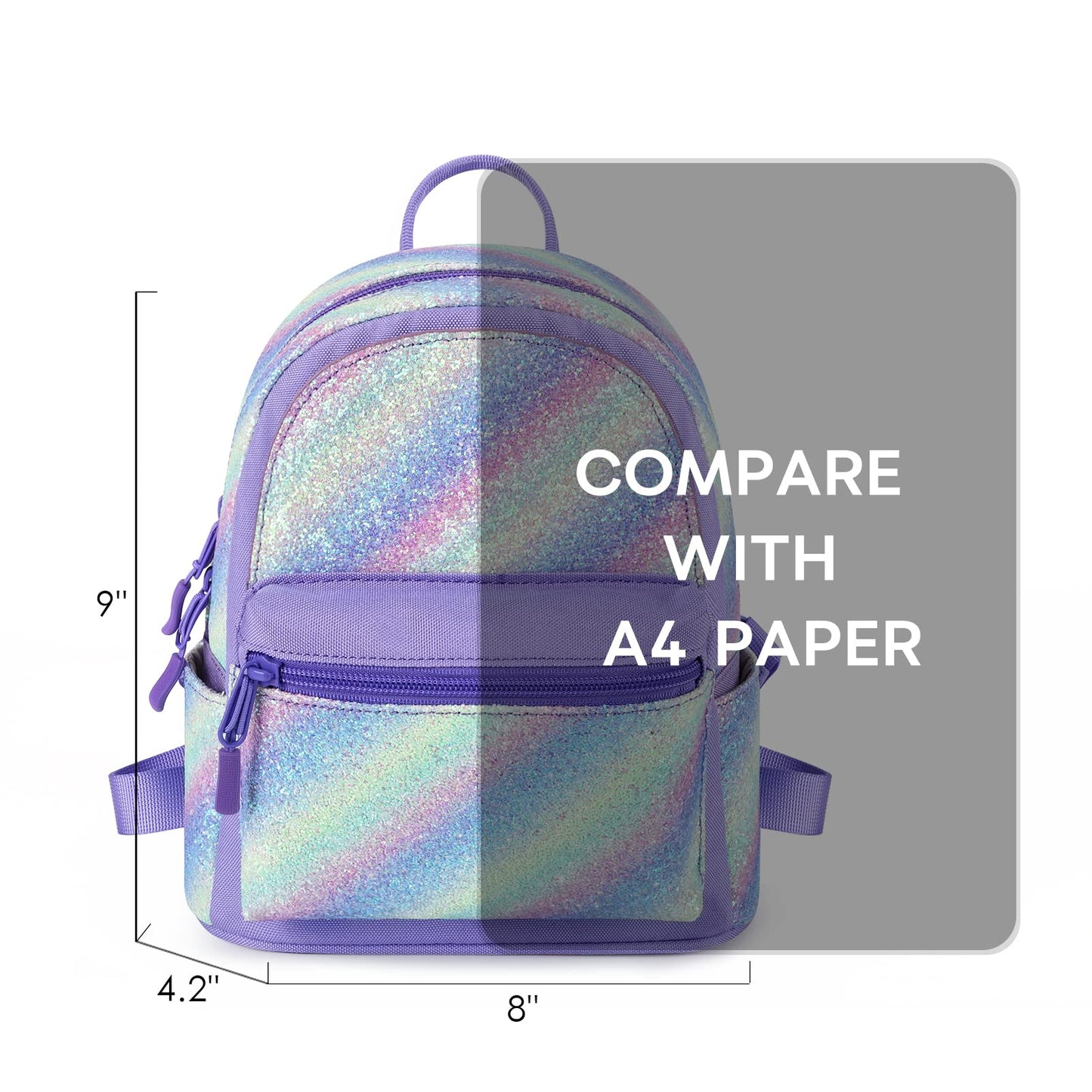 mibasies Mini Backpack for Girls Kids Rainbow Purse Dance Bag for Girls Gifts age 2 3 4 5 6 7 8 yrs
