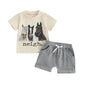 fhutpw Baby Toddler Boy Clothes Summer Outfits 6 12 18 24 Months Patchwork Short Sleeve T Shirt & Shorts Sets with Pockets