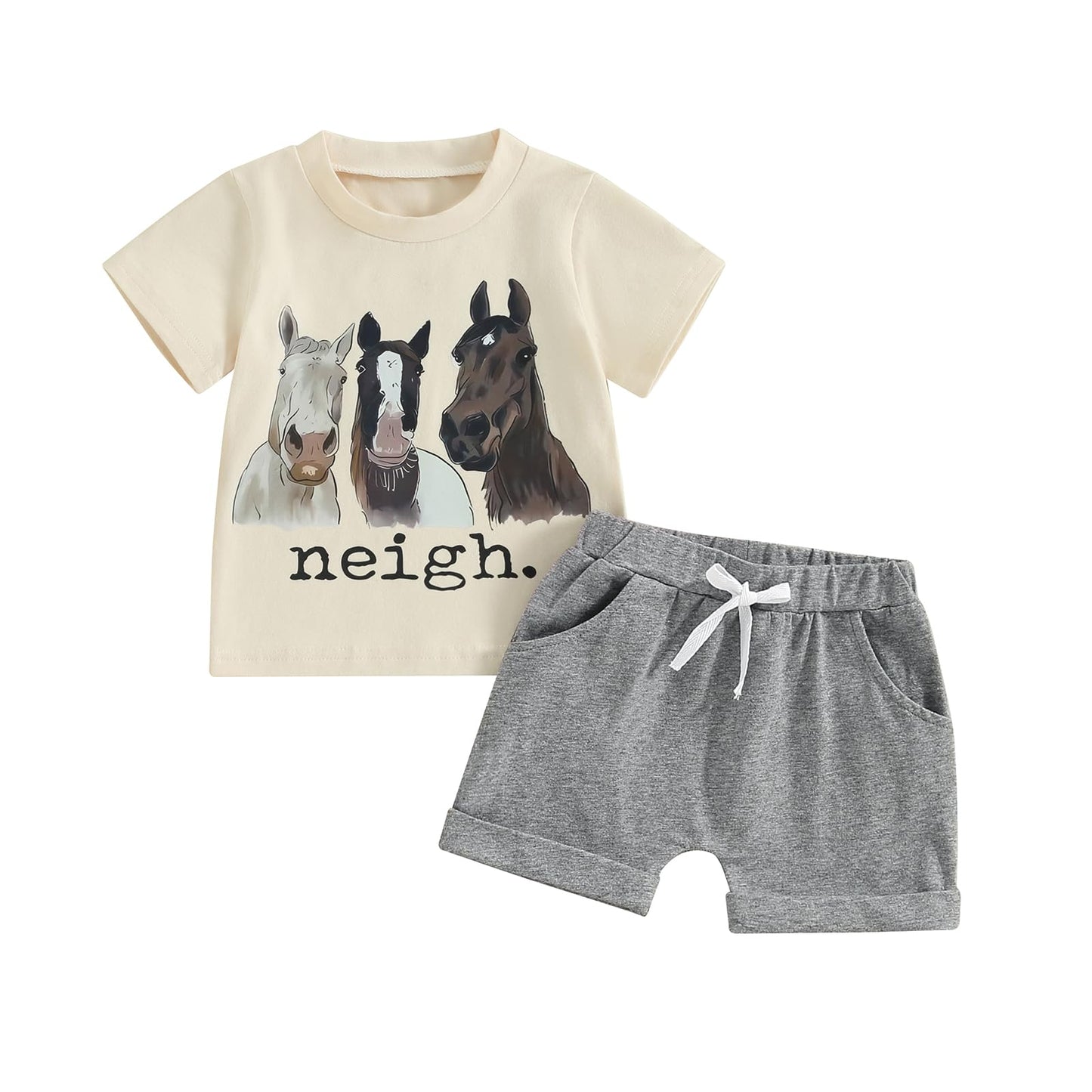 fhutpw Baby Toddler Boy Clothes Summer Outfits 6 12 18 24 Months Patchwork Short Sleeve T Shirt & Shorts Sets with Pockets