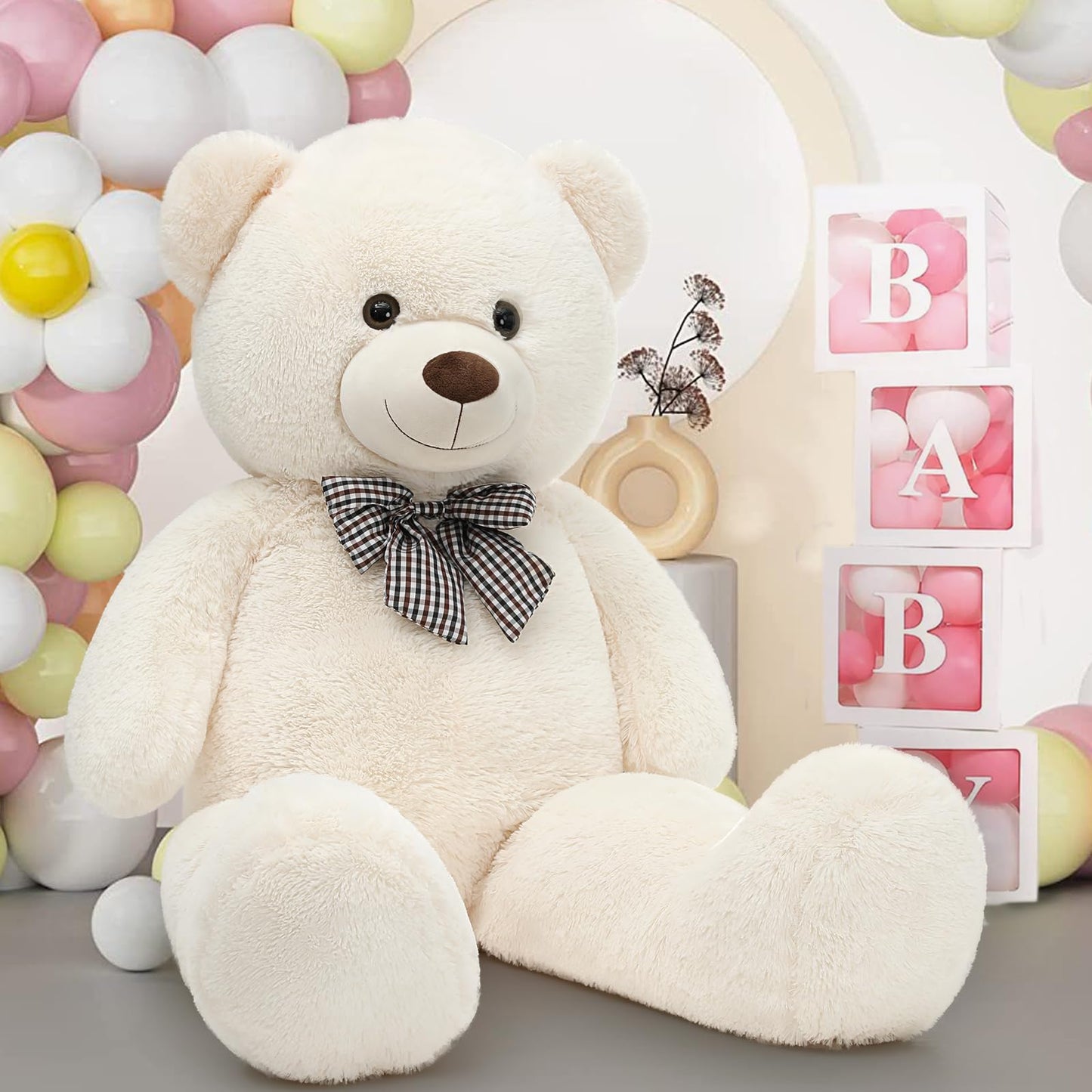 MaoGoLan Giant Big Teddy Bear 4 Feet 47 inch Life Size Tan Plush Bear Brown Stuffed Animal for Children Boyfriend