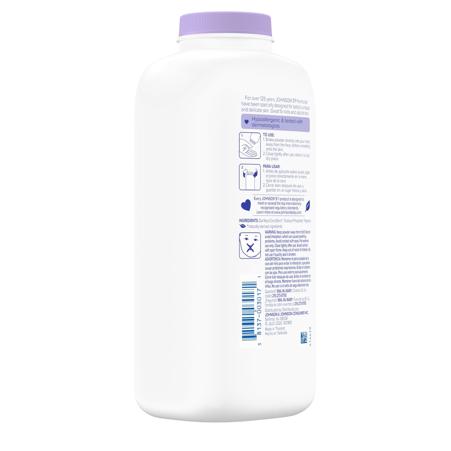 Johnson's Baby Powder, Naturally Derived Cornstarch with Aloe & Vitamin E for Delicate Skin, Hypoallergenic and Free of Parabens, Phthalates, and Dyes for Gentle Baby Skin Care, 15 oz