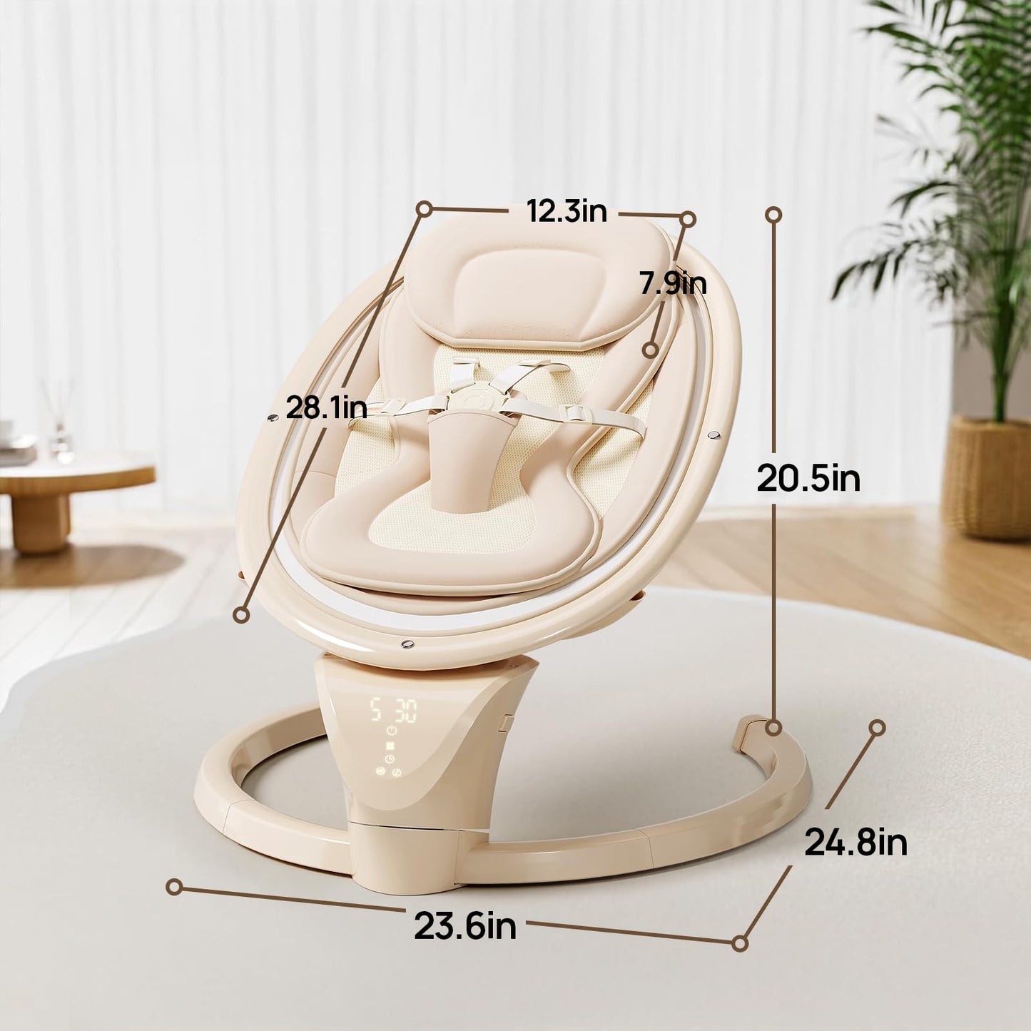 Baby Swings for Infants, Electric Infant Swing with Remote Control, Portable Baby Swing with 5-Point Harness, 5 Speeds, and 10 Preset Lullabies (Adapter Included)