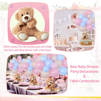 Meooeck 185 Pcs Bear Baby Shower Party Decorations Table Centerpieces 5 Pcs 13. 5'' Gender Reveal Bears 180 Balloons Kit Baby Shower Table Decor for Birthday Wedding(Green, Brown, Nude, White)