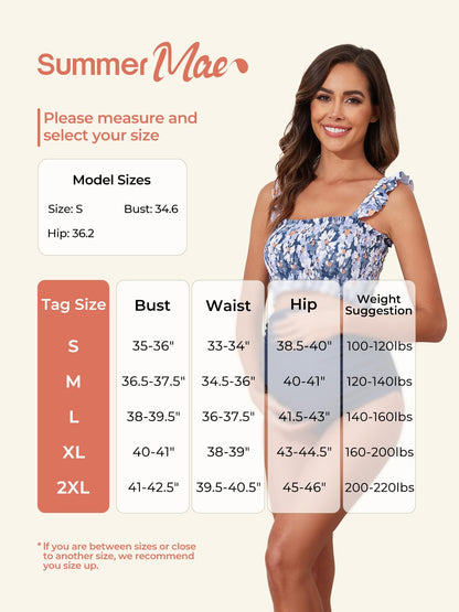 Summer Mae Maternity High Waist Bikini Swimsuit Two Piece Ruffled Hem Cute Bathing Suit Floral Pregnancy Swimwear