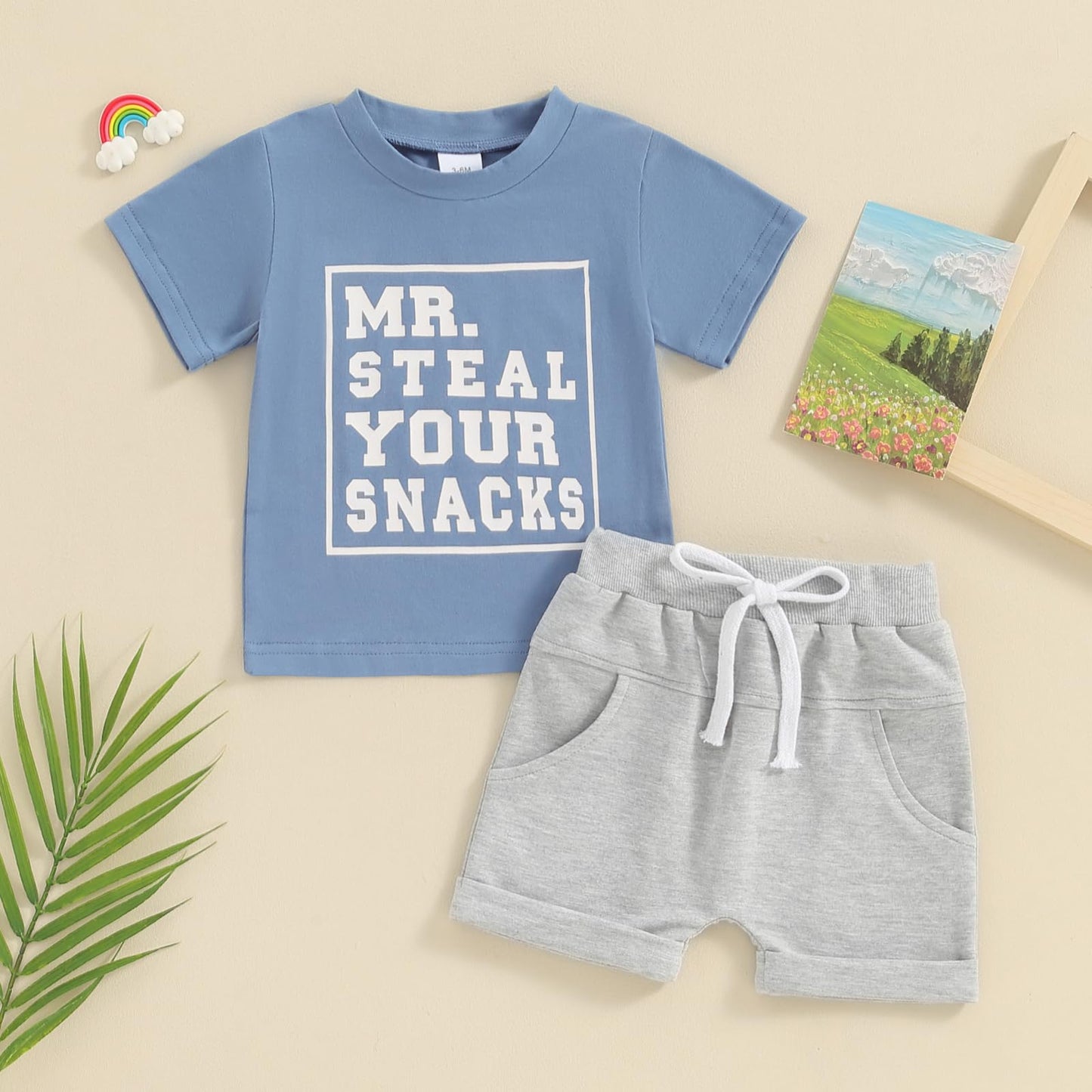 Toddler Baby Boy Summer Clothes Letter Print Short Sleeve Shirt Tops and Shorts Set Summer Outfit 2Pcs