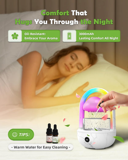 Weljoy Aromatherapy Essential Oil Diffuser Rainbow Rain Cloud Micro Humidifier Water Drip Mushroom Diffuser with Running Lights Rain Sounds for Sleeping-Tabletop Water Fountain&Night Light